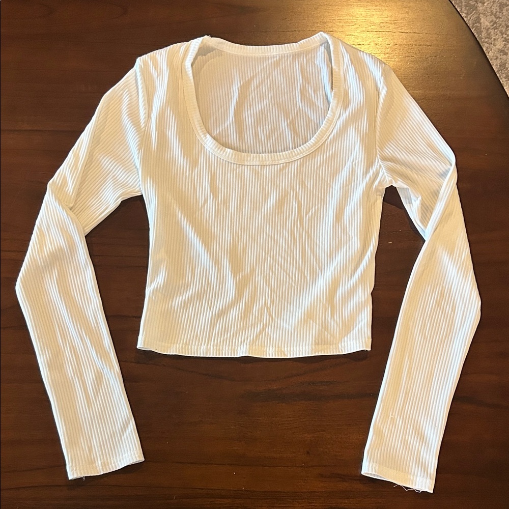 SHEIN White Ribbed Scoop Neck Bodysuit